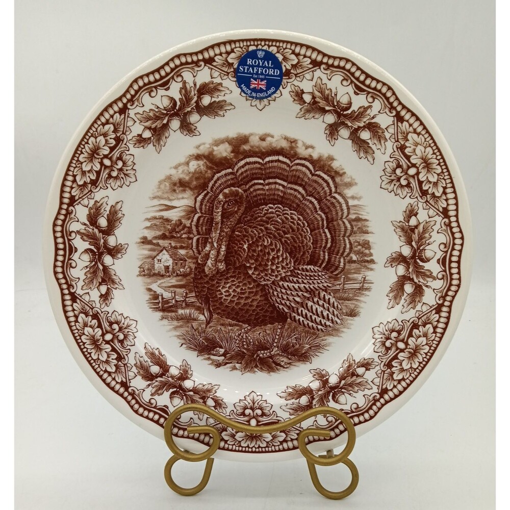 Royal Stafford Turkey Thanksgiving Replacement Dinner Plate Woodland 11" NWT